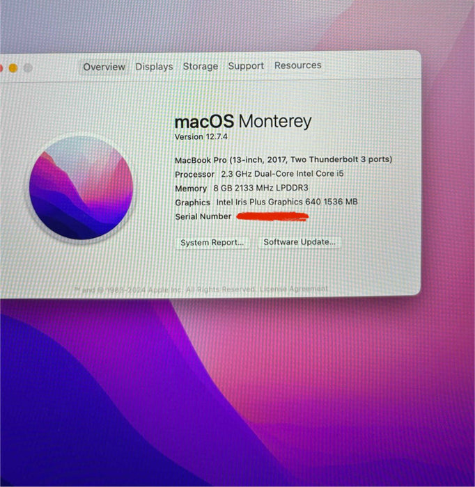 Apple MacBook Pro 13" 2017 i5-7360U 8GB 256SSD No Power Adapter  Lap200