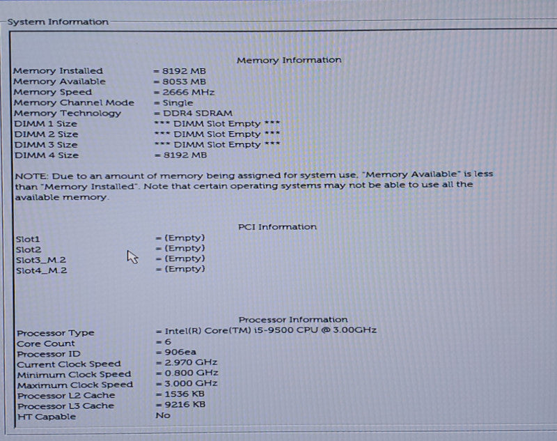 Dell OptiPlex 5070 SFF PC Intel Core i5-9500@3.00GHz, 8GB RAM DDR4 NO-HDD Q