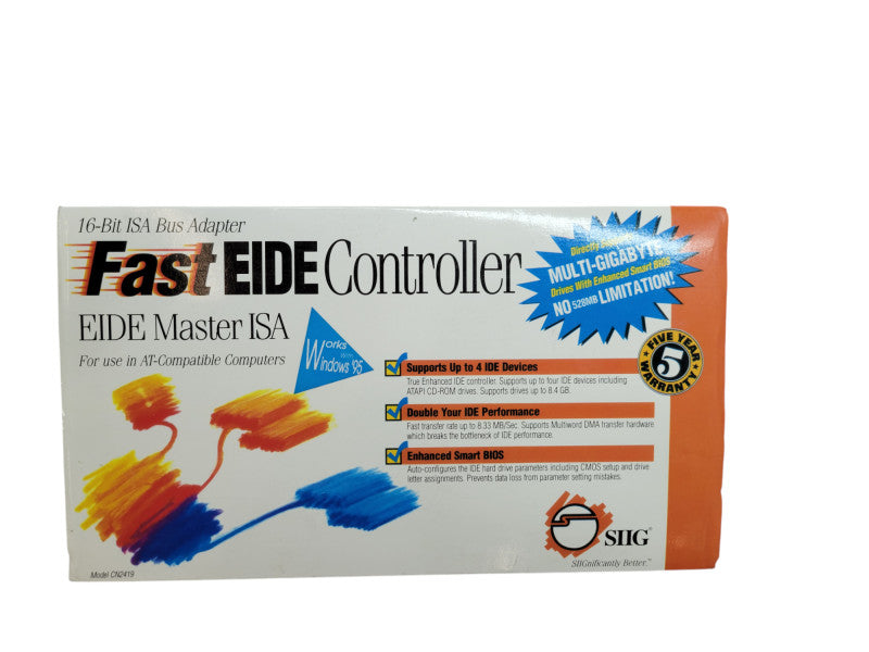 Vintage SIIG Fast EIDE Controller 16 Bit # CN2419 (OPEN BOX) %