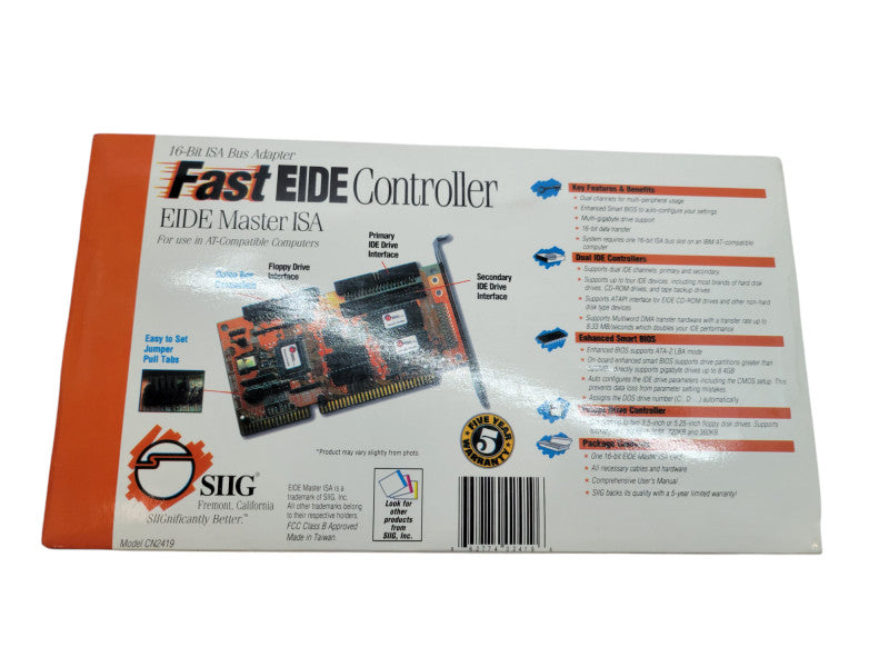 Vintage SIIG Fast EIDE Controller 16 Bit # CN2419 (OPEN BOX) %