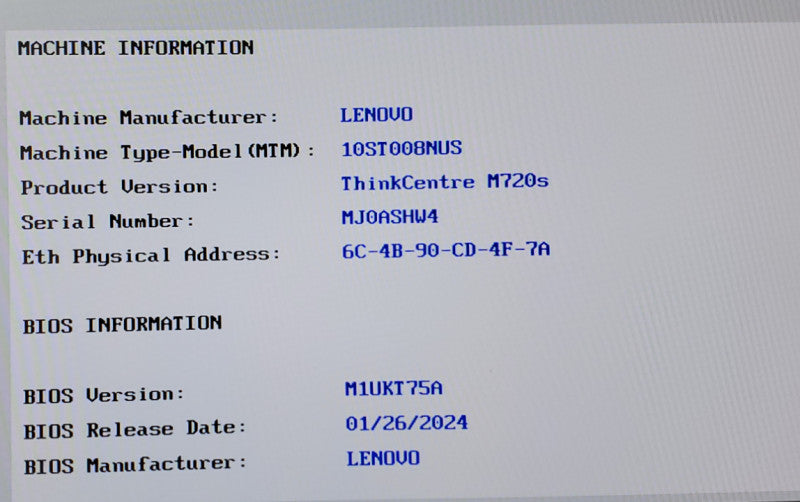 Lenovo ThinkCentre M720s SFF Intel i5-9400@2.90 GHz 8GB RAM - NO HDD  Q