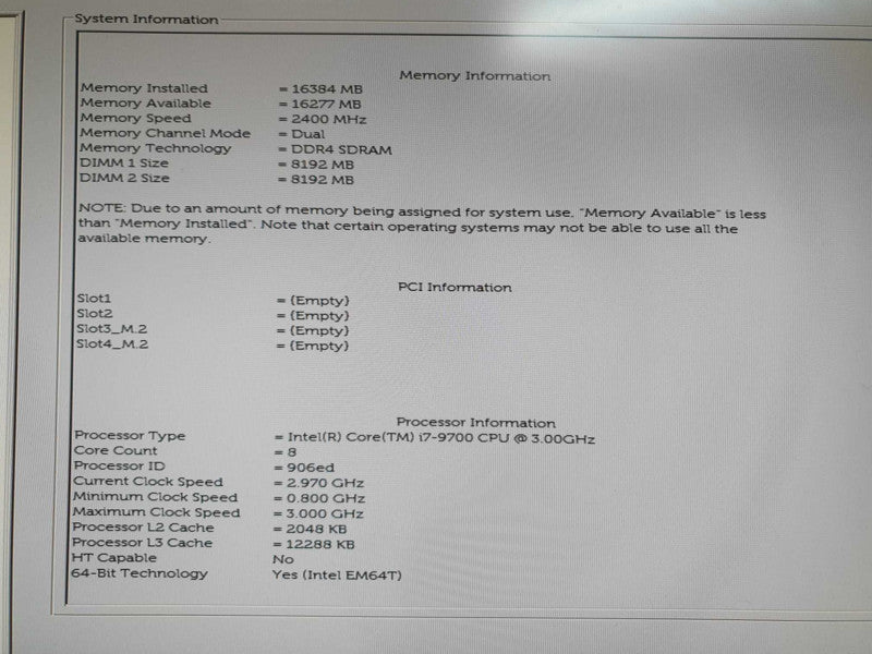 Dell Optiplex 3070 SFF i7-9700 3GHz 16GB RAM - No HDD