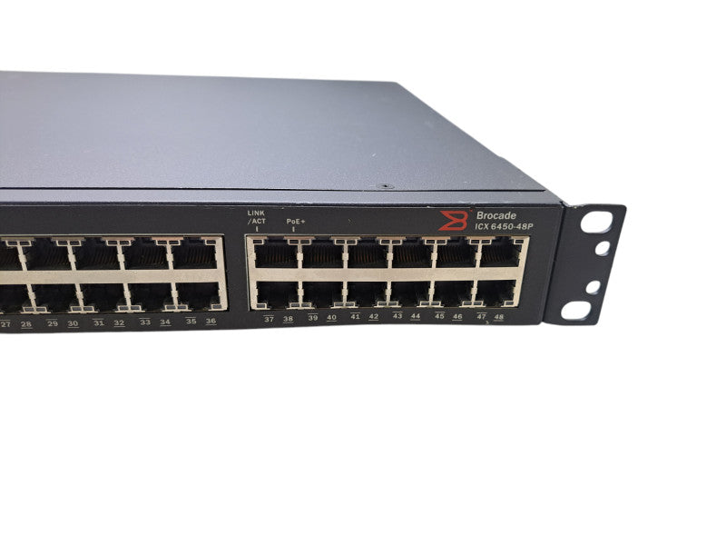 Brocade ICX 6450-48P | 48-Port Gigabit PoE+ Switch w/ 4x 1/10G SFP+ w/ Ears