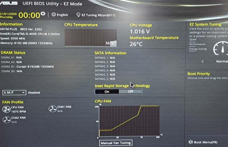 ASUS H97M-Plus Motherboard |8GB RAM| i5-4690 CPU