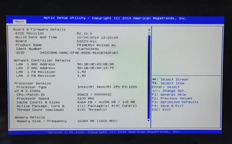 Fujitsu Primergy RX1330 M1 1U 8x2.5", Xeon E3-1220 v3 16GB RAM