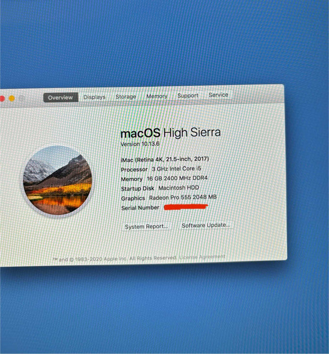 Apple iMac Retina 4K 21.5" 2017 i5-7400@3GHz Radeon PRO 555 16GB RAM 1.3TB