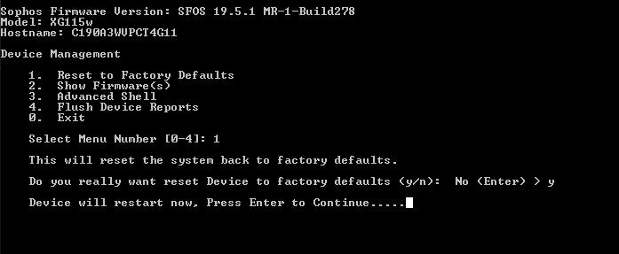 Sophos XG 115w Firewall Rev 3, Factory Reset, No Power Adapter