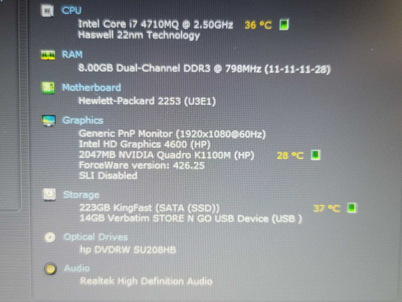 HP ZBook 15 G2 i7 7410MQ 8GB DDR4 Quadro K1100M 240GB SSD  β BudLap