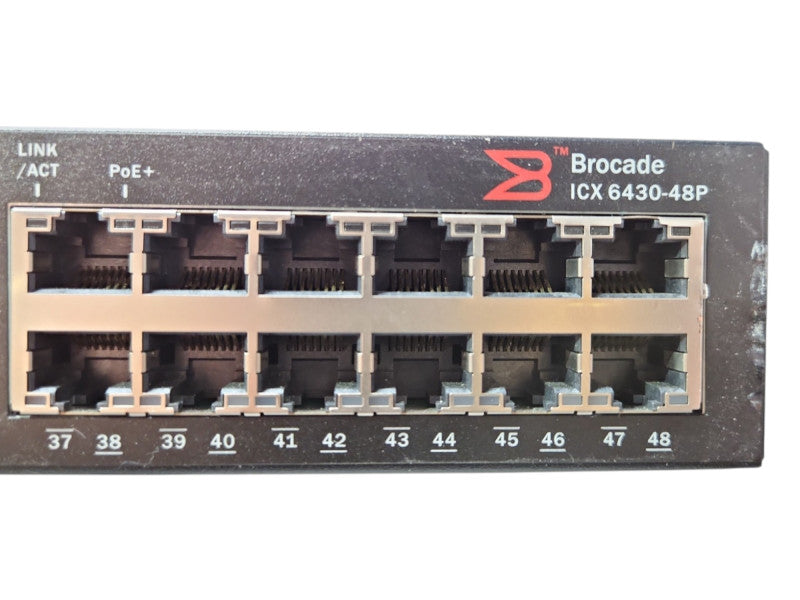 Brocade ICX 6430-48P ICX6430-48P 48x1GbE RJ45 PoE + 4x 1GbE SFP Port Switch