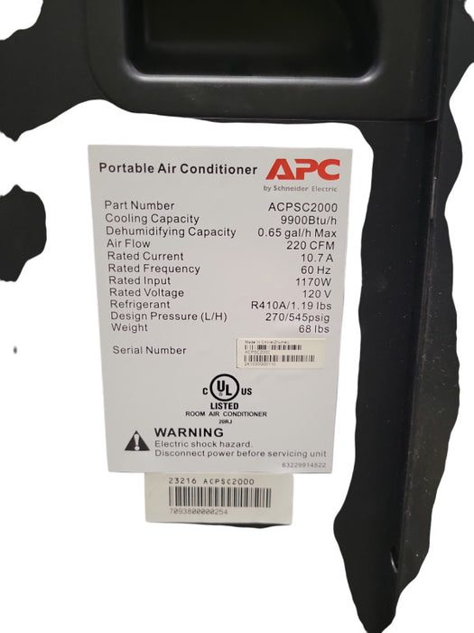 APC ACPSC2000 InRoom SC Portable, 2.9 kW, 120V, 60Hz Q%