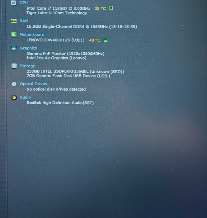 Lenovo ThinkPad T15 Gen 2 TOUCH Core i7-1185G7@3GHz 16Gb RAM 256GB SSD  Lap200