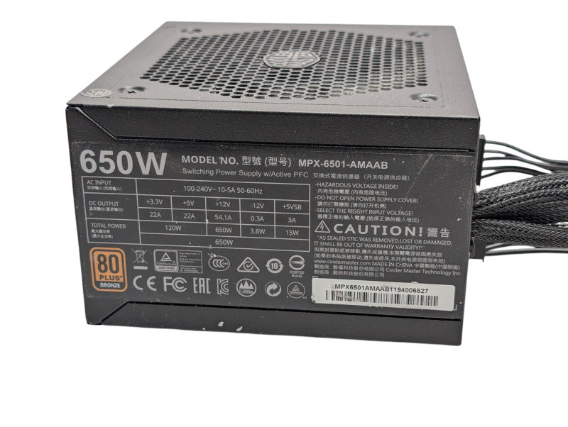 CoolerMaster Masterwatt 650W Semi Modular PSU MPX-6501-AMAAB -