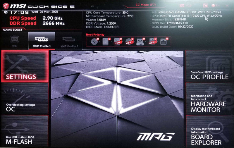 Custom Tower, MPG  B460I Gaming edge, Intel i5-10400 CPU 2.90GHz, 16GB RAM
