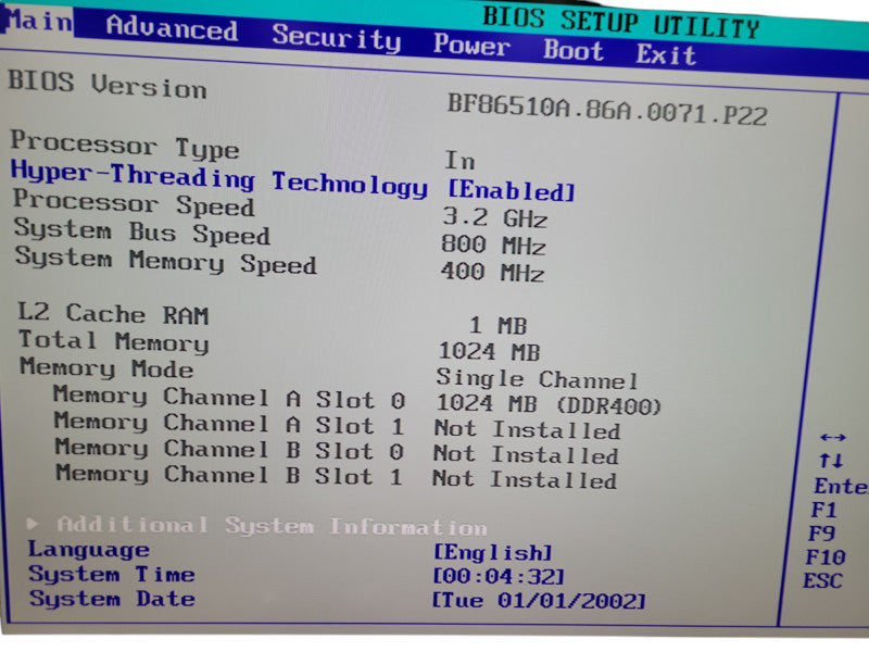 Intel Pentium 4 3.20E w/ HT 1GB DDR400 NO HDD Intel D865GBF 235W PSU %