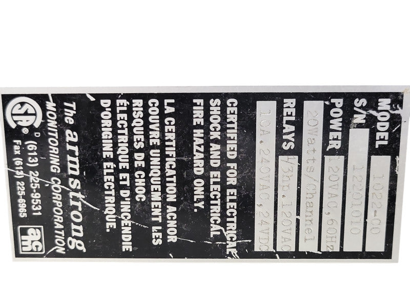 Armstrong AMC-1022-CO Gas monitor, READ _