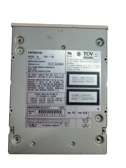 Vintage (1995) HITACHI IDE 5.25" CDR-7730 4X INTERNAL CD-ROM DRIVE %