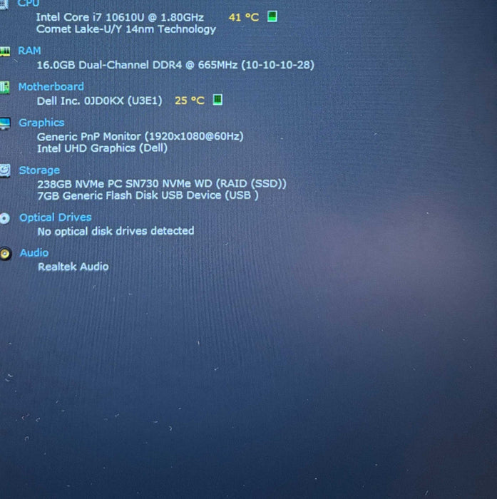 Dell Latitude 5510 Core i7-10610U@1.8GHz 16GB RAM 256GB SSD Q Lap200