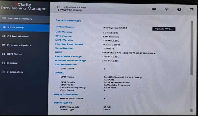 Lenovo ThinkSystem SR250 | Xeon E-2124G @3.30GHz, 48GB DDR4, 4x 3.5"