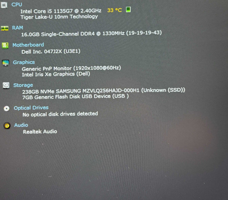 Dell Latitude 5420 i5-1135G7 16GB RAM 256GB SSD French Keyboard READ  Lap200