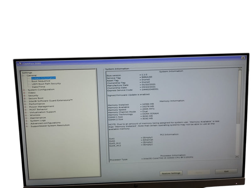 Dell OptiPlex 3080 SFF  i5 - 10500 @ 3.10GHz 16GB DDR4 Ram Qθ