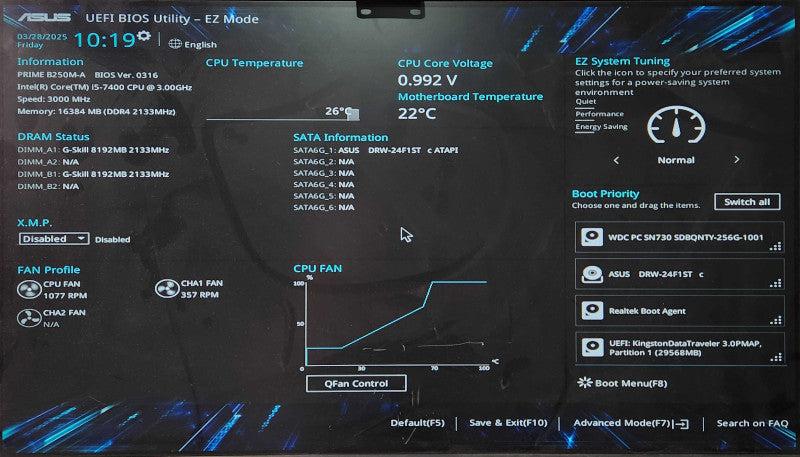 Custom PC/ ASUS PRIME B250M-A, i5-7400, 16GB DDR4, 256GB NVMe, R9 200
