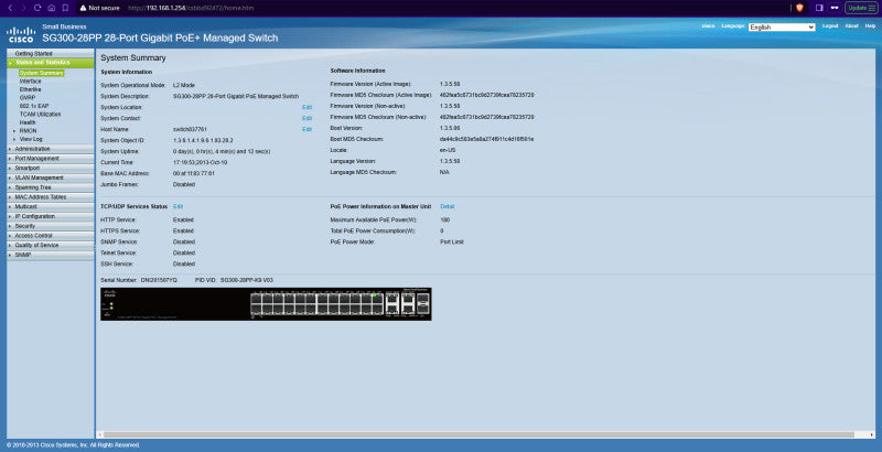 Cisco SG300-28PP-K9 V03, 28-Port Gigabit PoE+ Managed Switch, 2x SFP