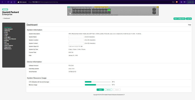 HPE OfficeConnect Switch 1920S 24G 2SFP PoE+ (370W) JL385A