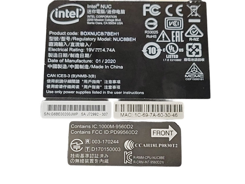 Intel NUC BOXNUC8i7BEH1 Core I7-8559U 2.70GHz, 8GB RAM 240GB SSD Q_