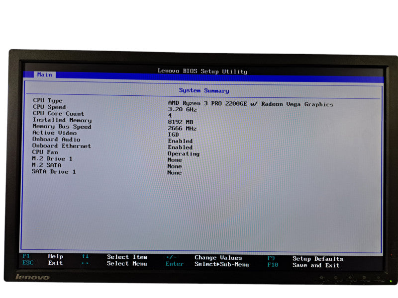 Lenovo M715q USFF | Ryzen 3 PRO 2200GE @3.20GHz, 8GB Ram, Wi-Fi, No HDD's