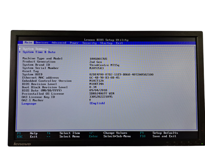 Lenovo M715q USFF | Ryzen 3 PRO 2200GE @3.20GHz, 8GB Ram, Wi-Fi, No HDD's