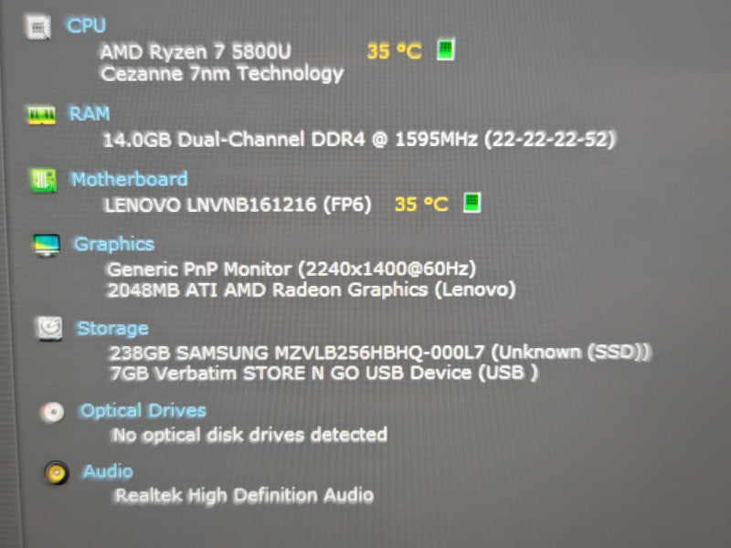 Lenovo IdeaPad 5 Pro Ryzen 7 5800U 16GB DDR4 256GB SSD  β Lap200