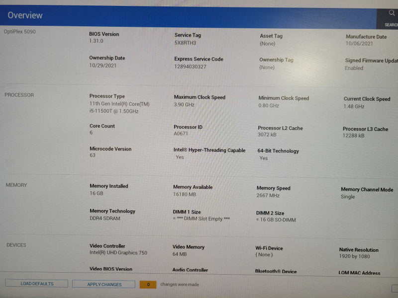 Dell OptiPlex 5090 Micro | i5-11500T @1.50GHz, 16GB DDR4, 256GB NVMe !