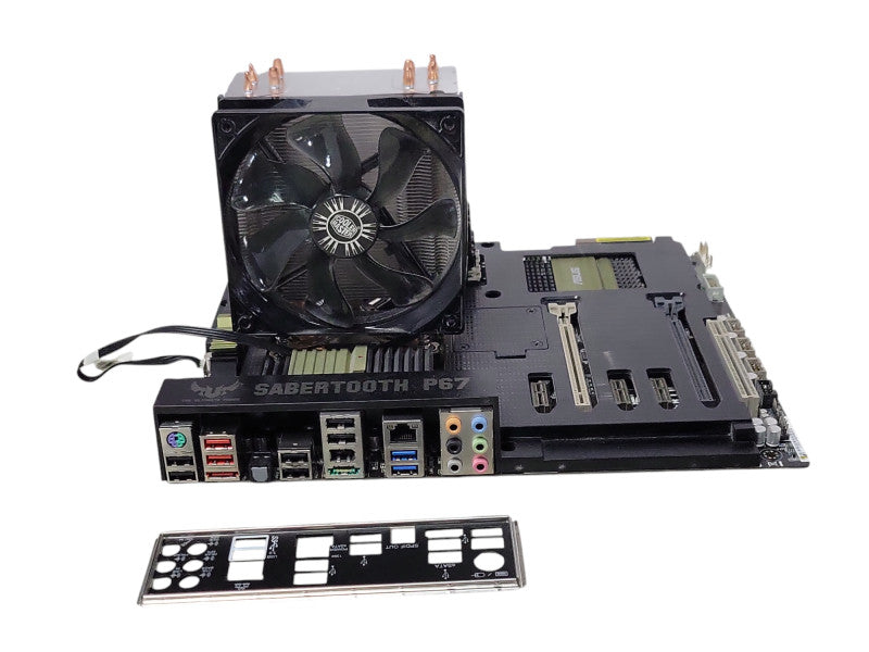 asus sabertooth P67 board with Core I7-2600K CPU, 16GB RAM, I/O Back Cover _