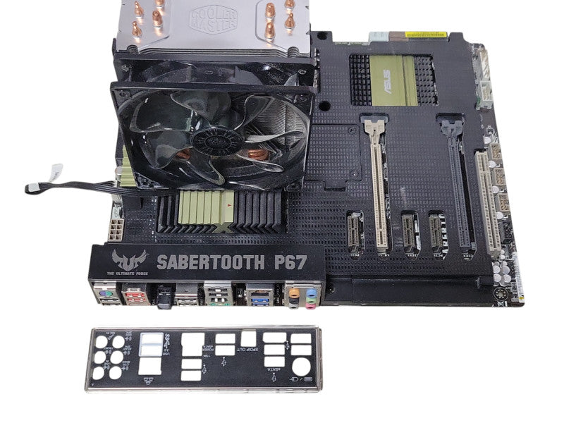 asus sabertooth P67 board with Core I7-2600K CPU, 16GB RAM, I/O Back Cover _