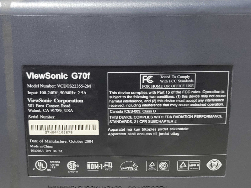 ViewSonic G70f 17" CRT Monitor with stand _