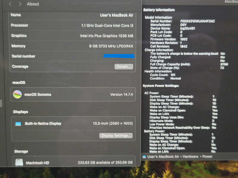 Apple MacBook Air A2179 (Retina 2020 13") i3 1000NG4 8GB DDR4 256GB SSD β