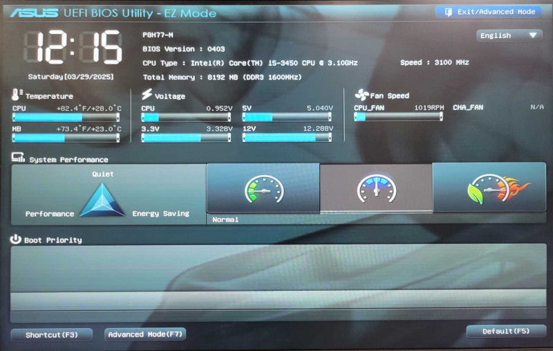 Asus P8H77-M PRO LGA1155 Mobo w/ Core i5-3450 3.10GHz CPU + 8GB DDR3 RAM _