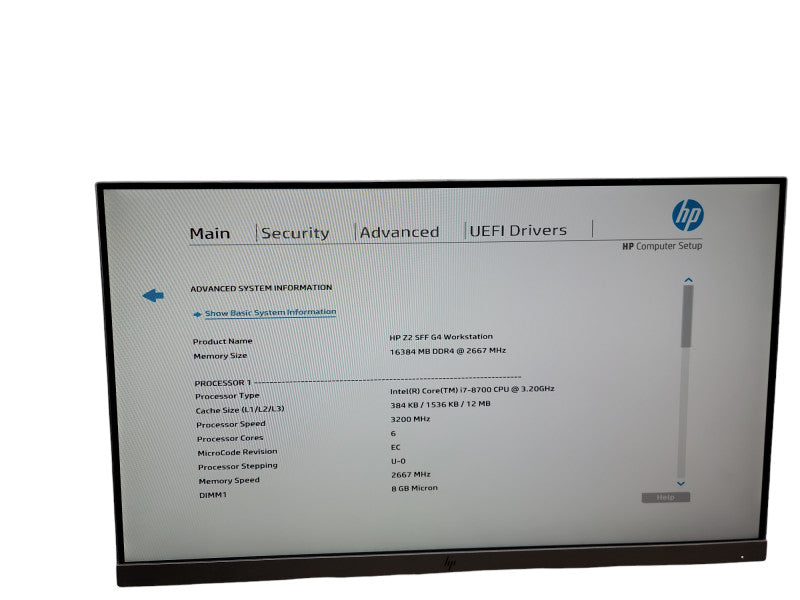 HP Z2 SFF G4  Workstation i7 - 8700 @ 3.20GHz 16GB DDR4 Ram   θ