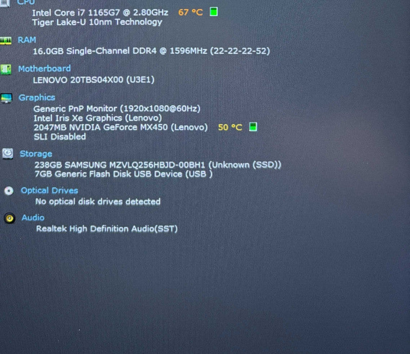 Lenovo ThinkPad E14 Gen 2 i7-1165G7 GeForce MX4502GB GPU 16GB 256SSD READ  Lap200