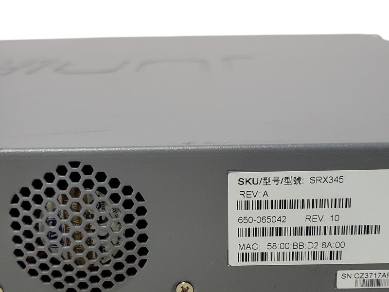 Juniper Networks SRX345 Security Services Firewall with Rack Ears, READ _