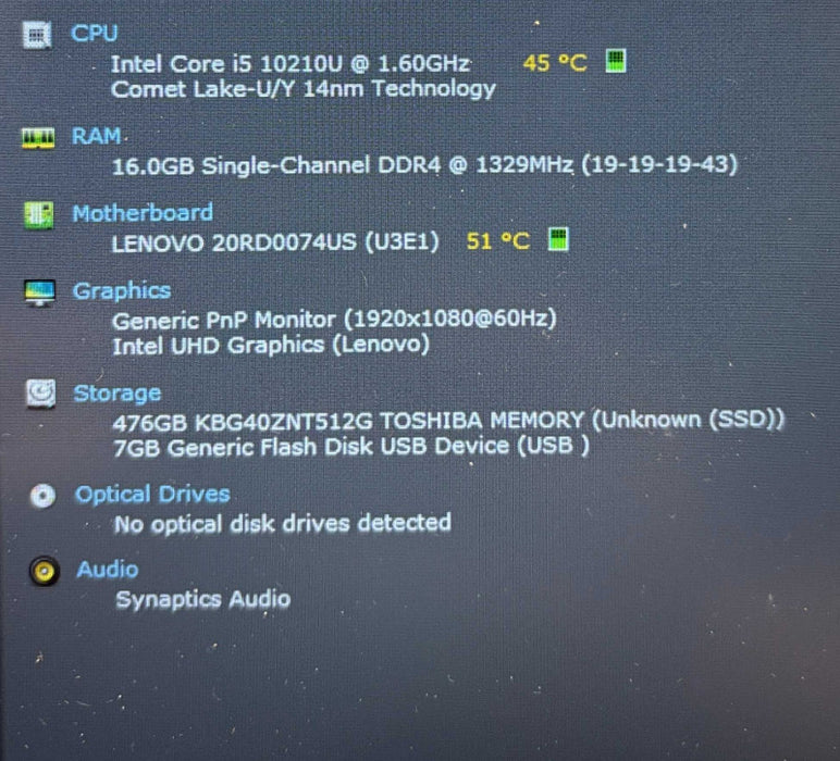 Lenovo ThinkPad L15 Gen 1 Core i5-10210U@1.6GHz 16GB RAM 256GB SSD READ!  Lap200
