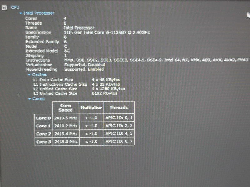 Asus ZenBook 14" UX425E i5-1135G7 8GB RAM 256GB SSD // NO ADAPTER  β Lap200