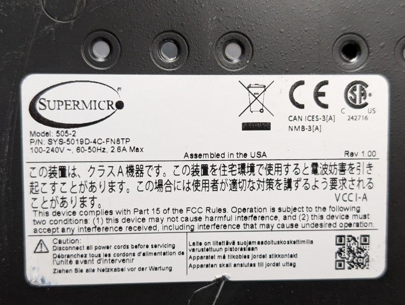 Supermicro 505-2 Low Power Server X11SDV-4C-TP8F Xeon D-2123IT 64GB RAM  -