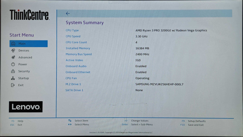 Lenovo ThinkCentre M75q-1 Ryzen 3 PRO 3200GE 3.30GHz, 16GB DDR4, 256GB NVMe