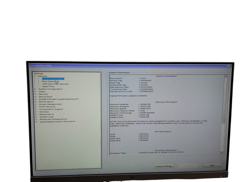 Dell OptiPlex 3090 SFF i5 - 10500 @ 3.10GHz 16GB DDR4 Ram  θ