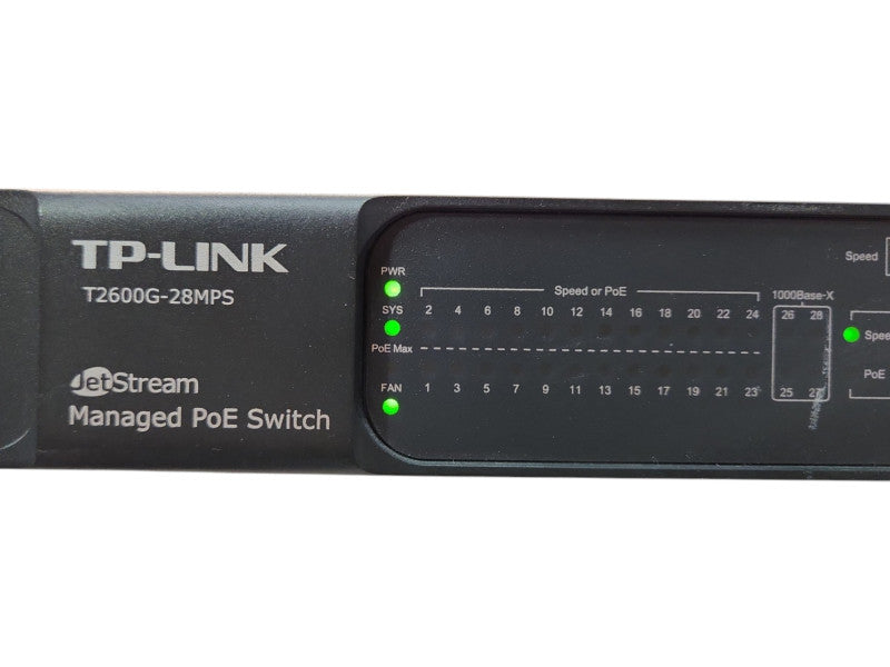 TP-Link T2600G-28MPS JetStream 24-Port Gigbit L2 Managed PoE+ Switch 4xSFP
