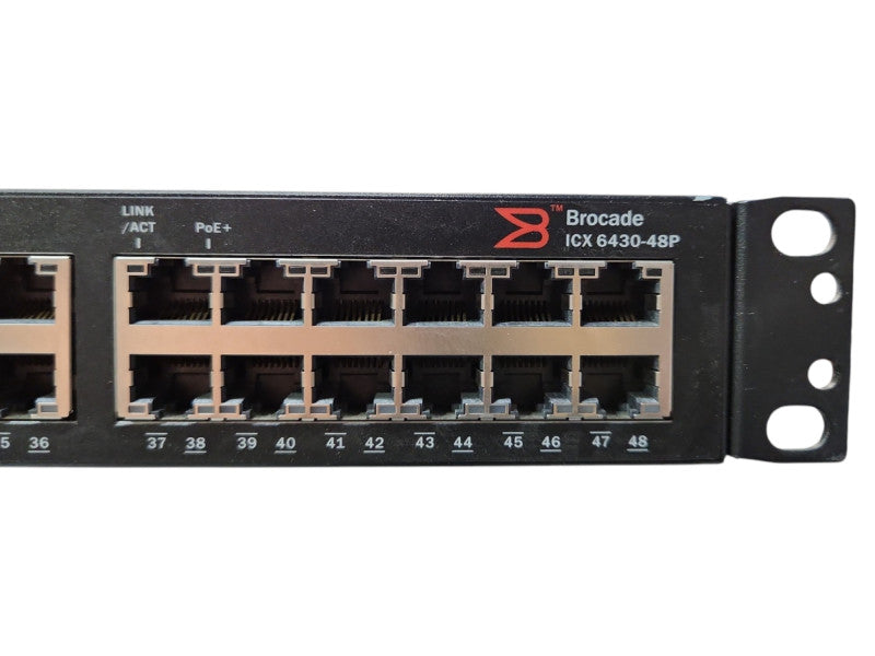 Brocade ICX 6430-48P ICX6430-48P 48x1GbE RJ45 PoE + 4x 1GbE SFP Port Switch