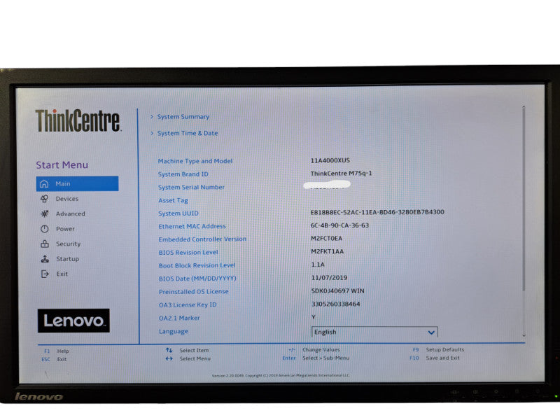 Lenovo ThinkCentre M75q-1 Ryzen 3 PRO 3200GE 3.30GHz, 8GB DDR4, 256GB NVMe