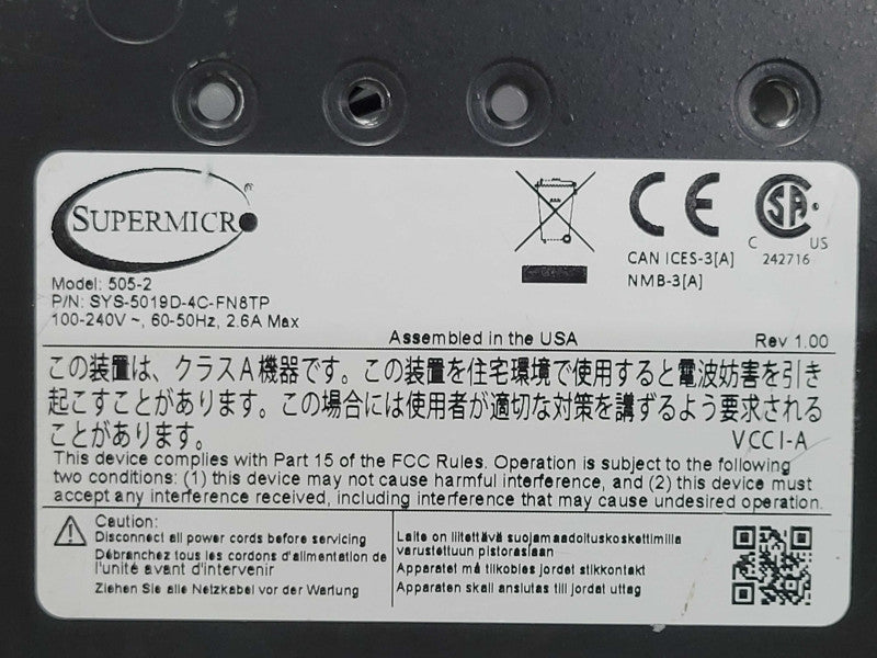 Supermicro X11SDV-4C-TP8F 1U, Xeon D-2123IT 2.20GHz, 64GB DDR4, 2TB HDD _