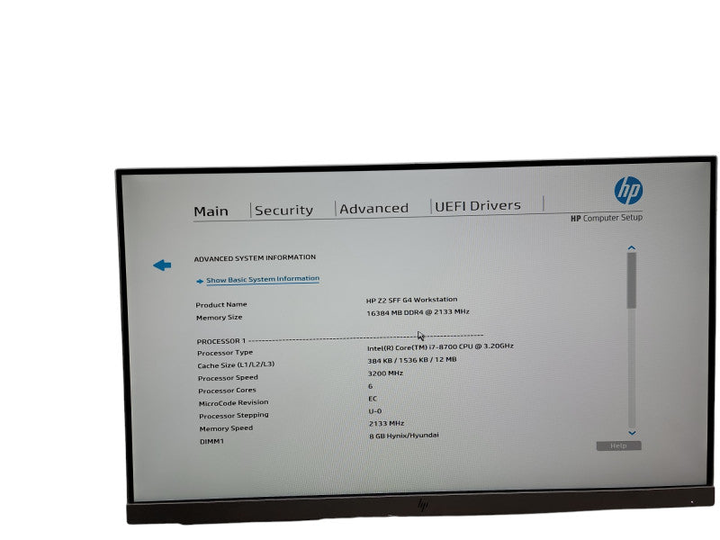 HP Z2 SFF G4 Workstation i7 - 8700 @ 3.20GHz 16GB DDR4 Ram θ